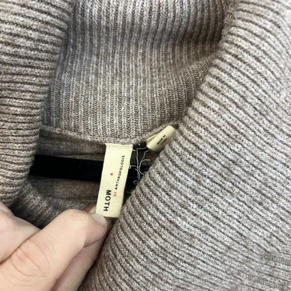 Moth By Anthropologie Cowl Neck Ribbed Sweater size XS Brown/tan - Picture 2 of 11